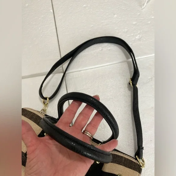 Striped Black and Tan Women's Handbag - Picture 6 of 10